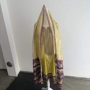 Yellow Printed Suit with Statement Dupatta